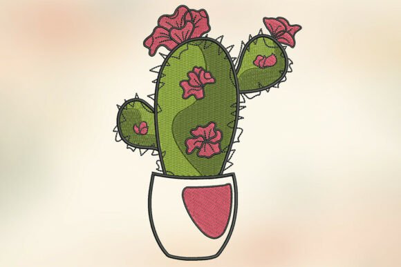 Blooming Cactus Embroidery Design