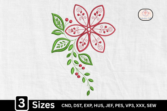 Botanical Red Flower: A Designer’s Review for Boutique Sweatshirt Embroidery