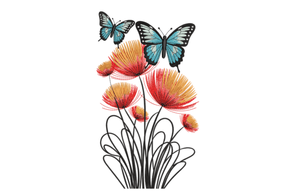 Butterflies on Firework Blooms
