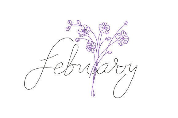 February Birth Flower Embroidery Design