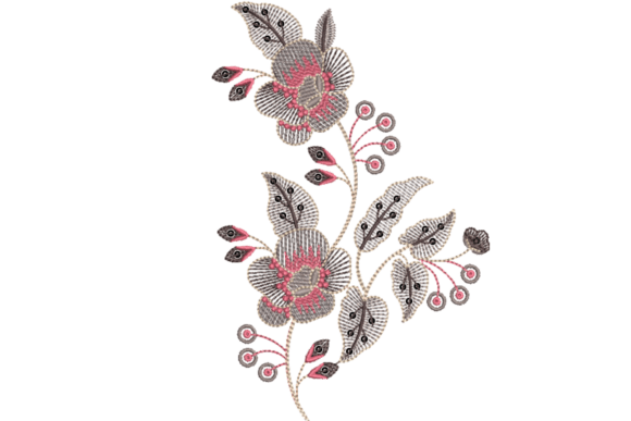 Flowing Floral Ornament Embroidery Design