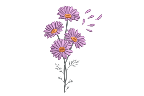 Lilac Daisy Spray with Falling Petals