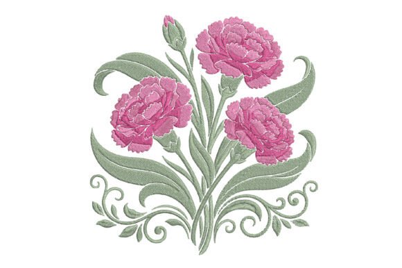 Pink Carnation Embroidery Design Review for Small Business Merch