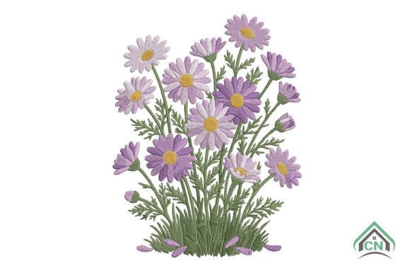 Purple Daisy Flower Embroidery
