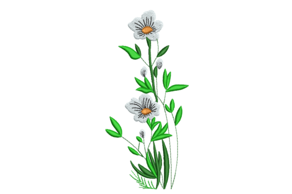 White Wildflower Stem: A Seasonal Embroidery Essential
